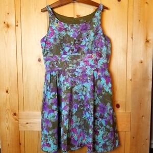 Taylor Floral Sleeveless Pocketed Lined Zipper Back Fit & Flare Dress